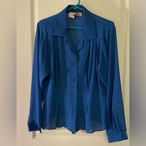 Beautiful Sheer Royal Blue Blouse. Size L.